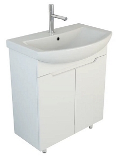 Тумба Агата 70 напольная (2 двери) с умывальником Балтика-70, белая