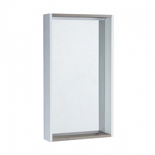 Шкаф зеркальный Бэлла 46 белый глянец/джарра с подсветкой 1A221702BBAZ0