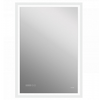 Зеркало LED 080 design pro 60x85 с подсветкой, часы, с антизапотеванием, прямоугольное