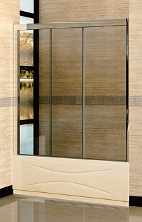 Шторка на ванну SC-41 (166-171)х150 раздвижная, стекло прозрачное, профиль хром
