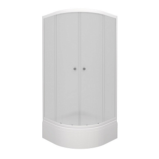 Душевой угол полукруг Вельвет В 80х80 стекло матовое, профиль белый, средний поддон