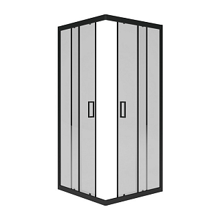 Душевое ограждение квадрат Universal Black 90х90х1850 прозрачное стекло, чёрный профиль #