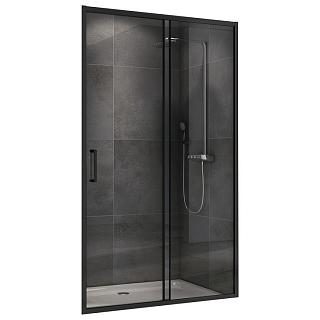 Душевая дверь 100х190 Schwarzer Diamant AG30100B5 прозрачное стекло 5мм, чёрный профиль