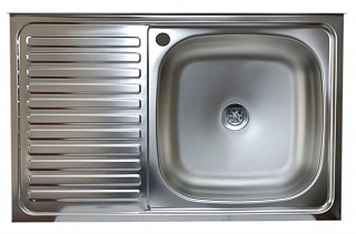 Мойка накладная нерж. 50х80 (0,6х160) ПРАВ матовая, без сифона