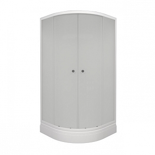 Душевой угол полукруг Вельвет А 80х80 стекло матовое, профиль белый, низкий поддон