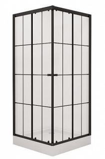 Душевой уголок NG-0190-14 90х90х195 стекло прозрачное, профиль чёрный, низкий поддон
