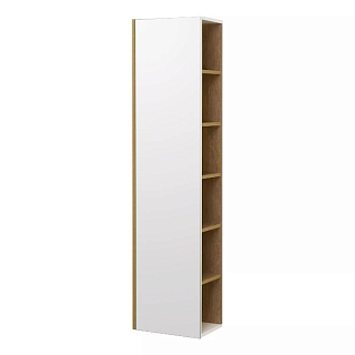 Шкаф-колонна Сканди с зеркалом Белый/Дуб Рустикальный 1A253403SDZ90