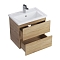Тумба Тоскана 60 подвесная (2 ящика) с умывальником Фостер-60, дуб сонома светлый