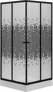 Душевой уголок квадрат NG-010-14Q BLACK 100х100х195 поддон 13 см, стекло "мозаик", профиль чёрный