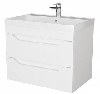 Тумба Сохо 70 подвесная  (ШВГ 700х520х450) 2 ящ. с раковиной Слим 70, белый