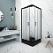 Душевое ограждение квадрат Universal Black 90х90х175 прозрачное стекло, чёрный профиль #