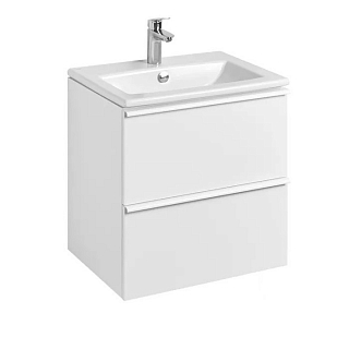 Тумба Хюгге 60 подвесная (2 ящика), белый матовый, с умывальником Элина-60 #