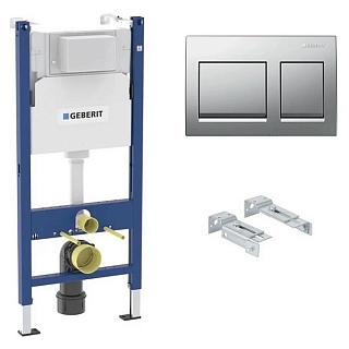 Система инсталляции Alpha 458.233.00.2 H112см с клавишей Alpha 35 хром (прямоуг. кнопки) и крепеж # 