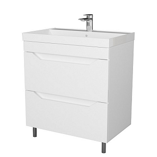 Тумба Сохо 70 напольная (ШВГ 700х800х450) 2 ящ. с раковиной Слим 70, белый