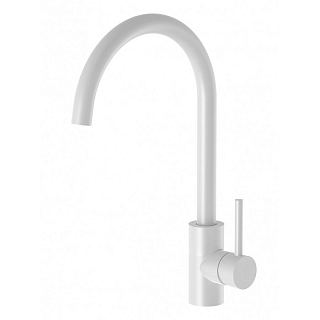 Смеситель для кухни Риф, U-излив, нерж. сталь, белый матовый #