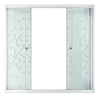 Штора на ванну 2 двери 150 см (белый профиль, стекло мозаика, высота 140 см)