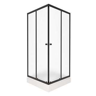 Душевой угол квадрат Вента-Блэк вельвет 80х80х202 мат. стекло, профиль чёрный, низкий поддон