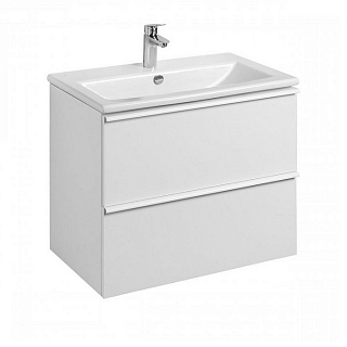 Тумба Хюгге 75 подвесная (2 ящика), белый матовый, с умывальником Элина-75 #