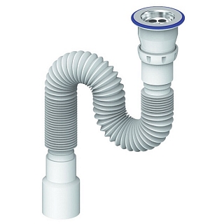 Сифон UNICORN гофрированный МD220 1 1/4"х32/40 для умывальника, (решётка нерж.)