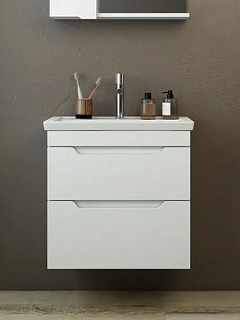 Тумба Агата 60 подвесная с умывальником Фостер-60, белая