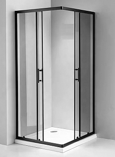 Душевое ограждение 8013B квадрат 70х70х195 профиль чёрный, прозр. стекло 6 мм, без поддона