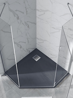 Душевой поддон трапециевидный Stone Tray 90х90х2,5 без сифона, цвет графит