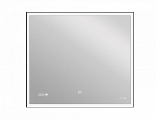 Зеркало LED 011 design 80x70 с подсветкой часы металл. рамка прямоугольное KN-LU-LED011*80-d-Os