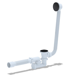 Сифон для ванны АНИ EC255BL с выпуском 1 1/2"х40 и переливом, клик-клак, с гофрой 40/50