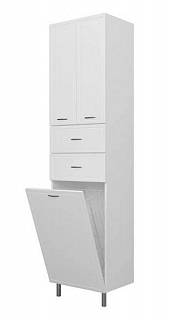 Пенал Аква 45 фрезеровка напольный, c корзиной 450х1910х326 белый 