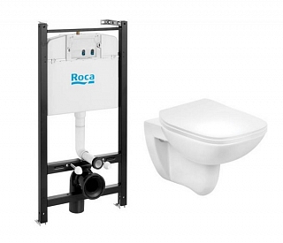 Комплект: инсталляция ROCA Active, унитаз DEBBA Rimless, сиденье slim, микролифт, без кнопки #